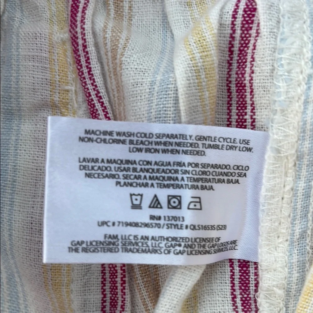 NWT GAP High Waist M Shorts in Linen/Rayon blend Cream w/ Stripes. Summer cool! - Picture 15 of 15